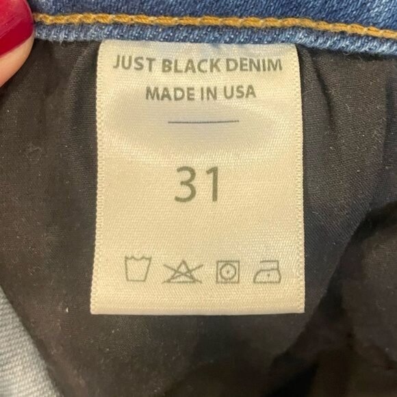 Just Black Denim Cropped Skinny Raw Hem Distressed Jeans Size 31 Blue - Picture 7 of 8